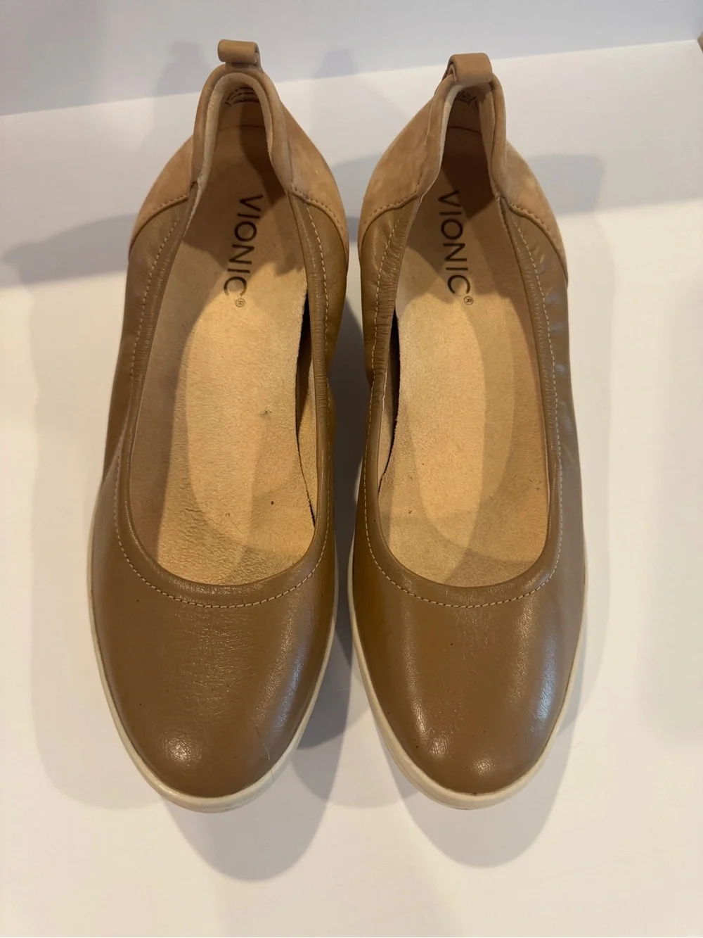 Vionic Tan Slip-On Wedges